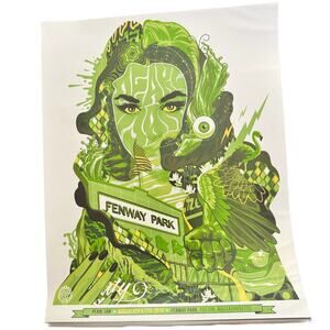 Pearl Jam Fenway Park Boston 2016 Concert Poster Klausen Vedder Green Lady
